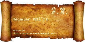 Heimler Márk névjegykártya